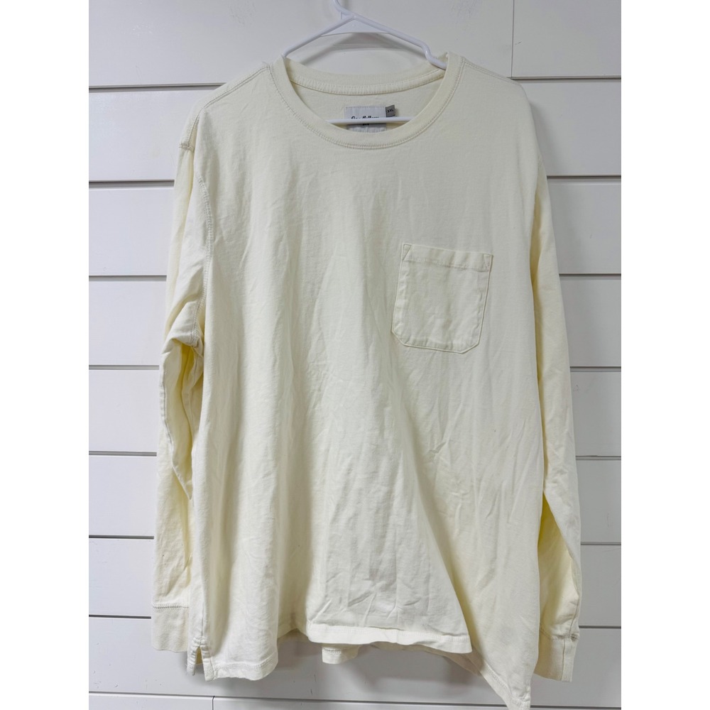 Goodfellow & Co Mens XXL Cream Off White Long Sleeve Pocket T-Shirt